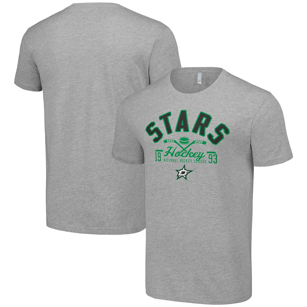 Men's Starter Heather Gray Dallas Stars Half Puck T-Shirt