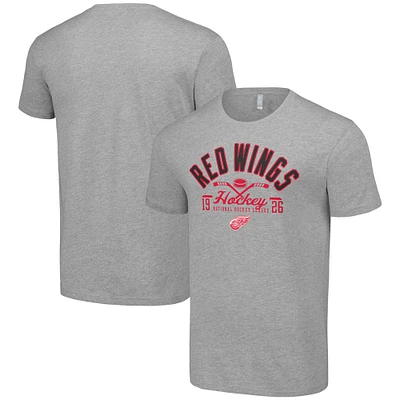 Men's Starter Heather Gray Detroit Red Wings Half Puck T-Shirt