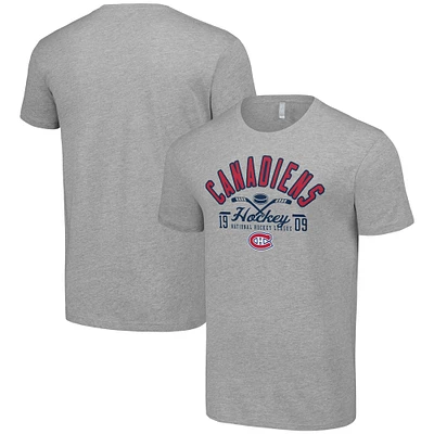 Men's Starter Heather Gray Montreal Canadiens Half Puck T-Shirt