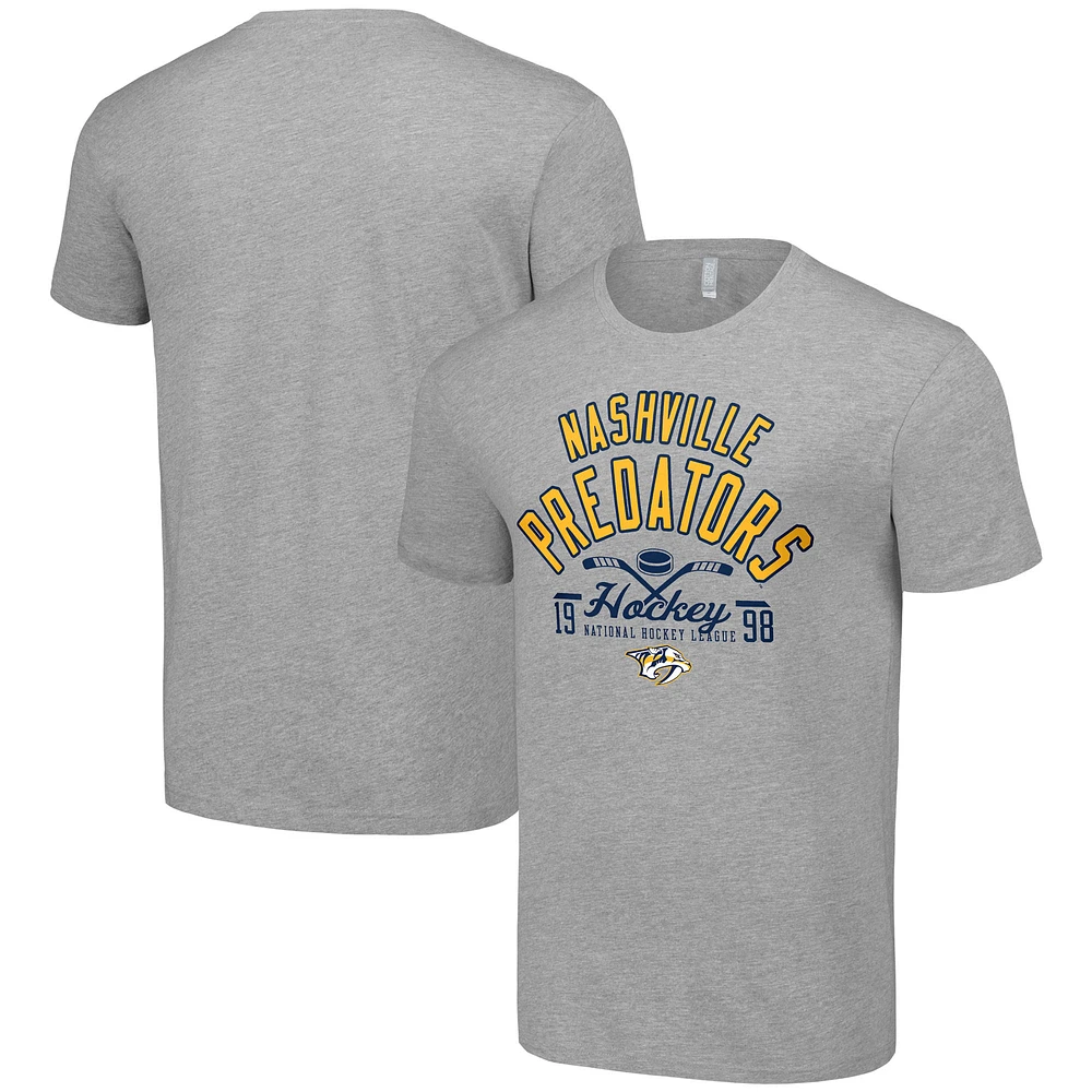 Men's Starter Heather Gray Nashville Predators Half Puck T-Shirt
