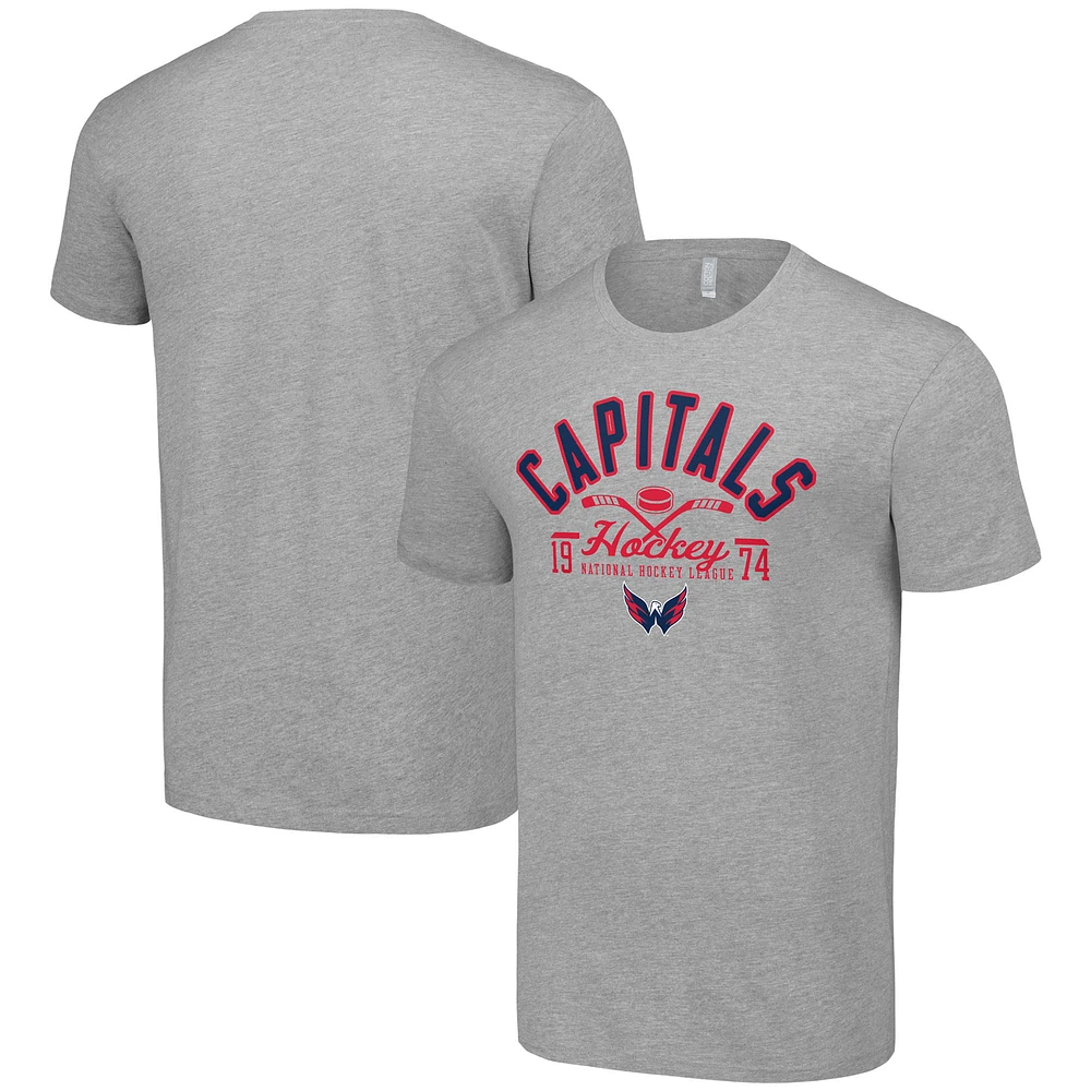 Men's Starter Heather Gray Washington Capitals Half Puck T-Shirt