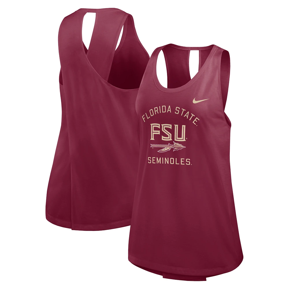 Women's Nike Garnet Florida State Seminoles Primetime Crisscross Performance Tank Top