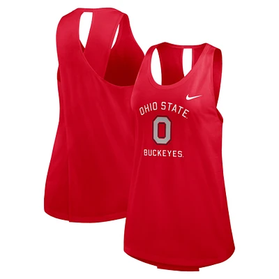 Women's Nike Scarlet Ohio State Buckeyes Primetime Crisscross Performance Tank Top