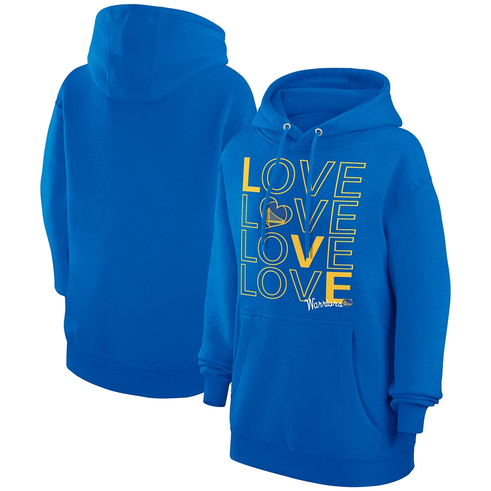Women's G-III 4Her by Carl Banks Royal Golden State Warriors Basketball Love Fleece Pullover Hoodie