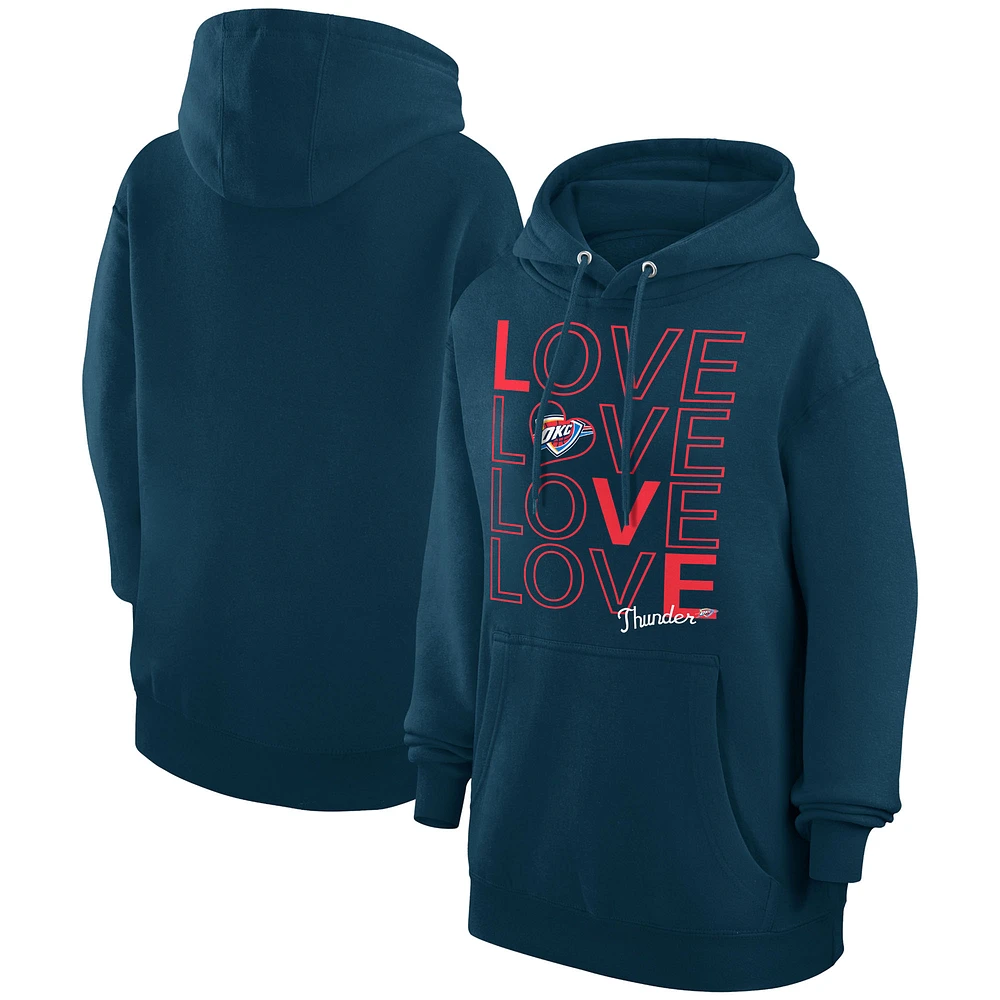 Women's G-III 4Her by Carl Banks Navy Oklahoma City Thunder Basketball Love Fleece Pullover Hoodie