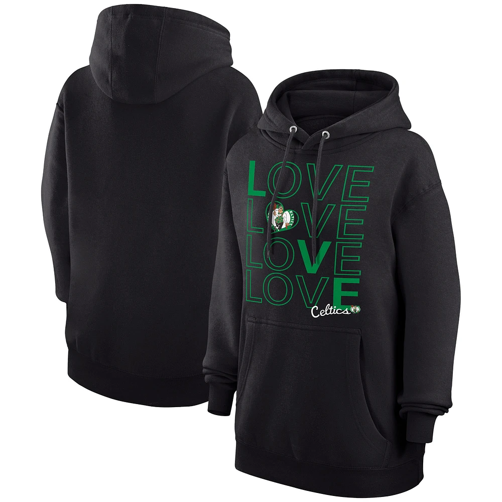 Women's G-III 4Her by Carl Banks Black Boston Celtics Basketball Love Fleece Pullover Hoodie