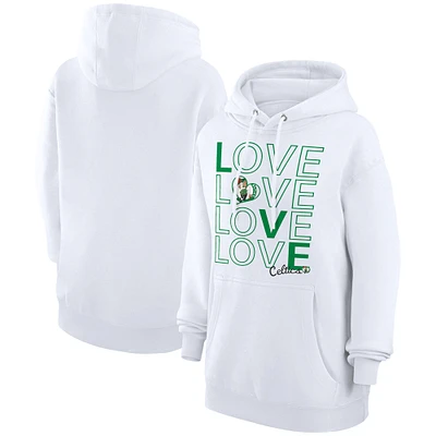 Women's G-III 4Her by Carl Banks White Boston Celtics Basketball Love Fleece Pullover Hoodie