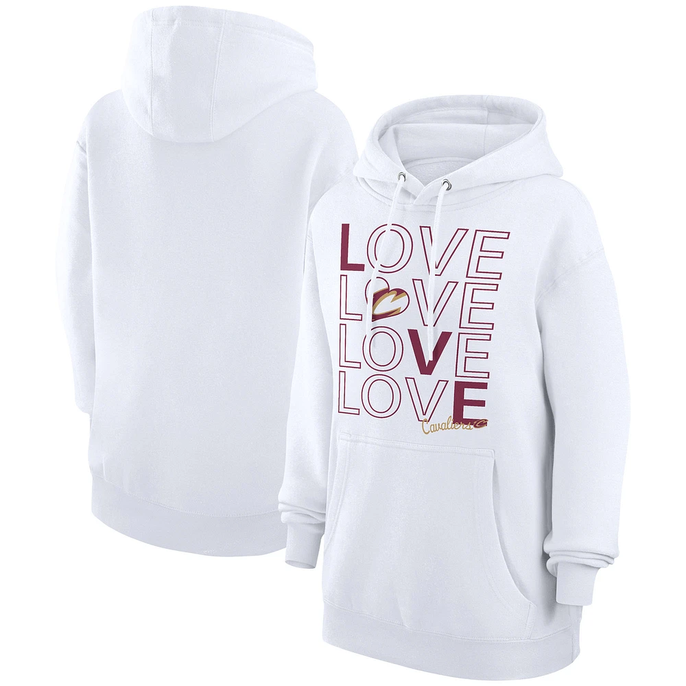 Women's G-III 4Her by Carl Banks White Cleveland Cavaliers Basketball Love Fleece Pullover Hoodie