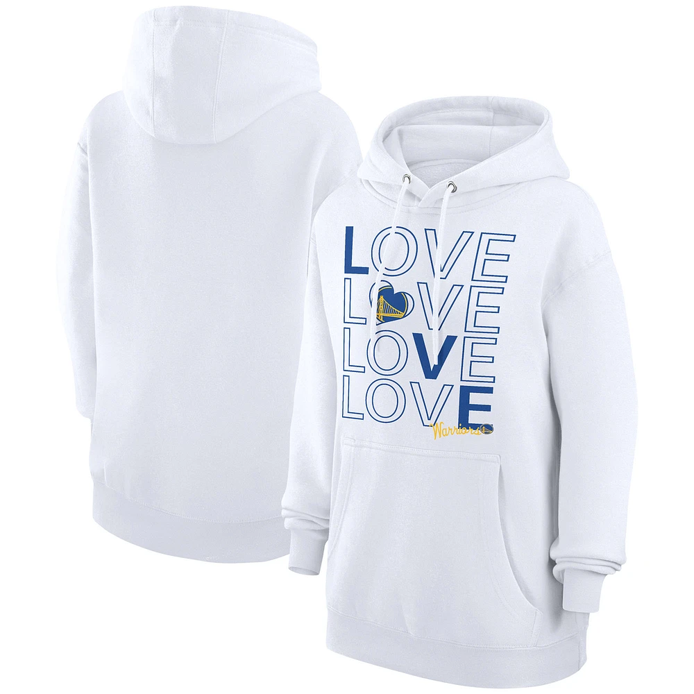 Women's G-III 4Her by Carl Banks White Golden State Warriors Basketball Love Fleece Pullover Hoodie