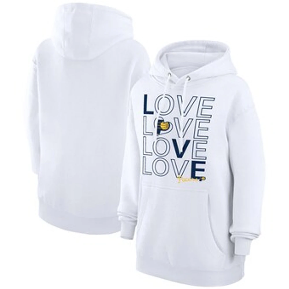 Women's G-III 4Her by Carl Banks White Indiana Pacers Basketball Love Fleece Pullover Hoodie