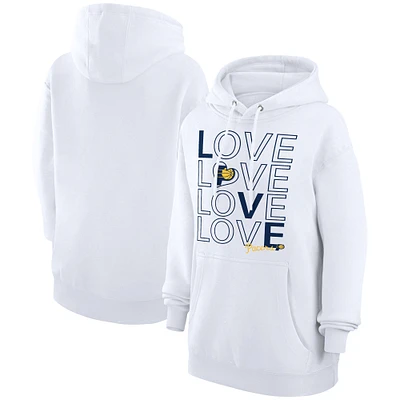 Women's G-III 4Her by Carl Banks White Indiana Pacers Basketball Love Fleece Pullover Hoodie