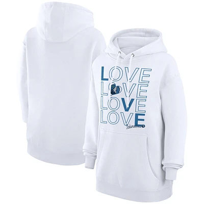 Women's G-III 4Her by Carl Banks White Minnesota Timberwolves Basketball Love Fleece Pullover Hoodie