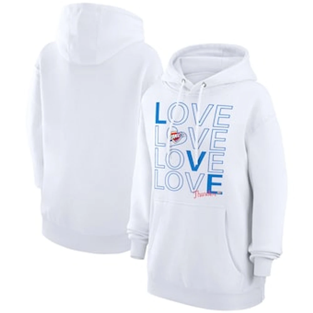 Women's G-III 4Her by Carl Banks White Oklahoma City Thunder Basketball Love Fleece Pullover Hoodie