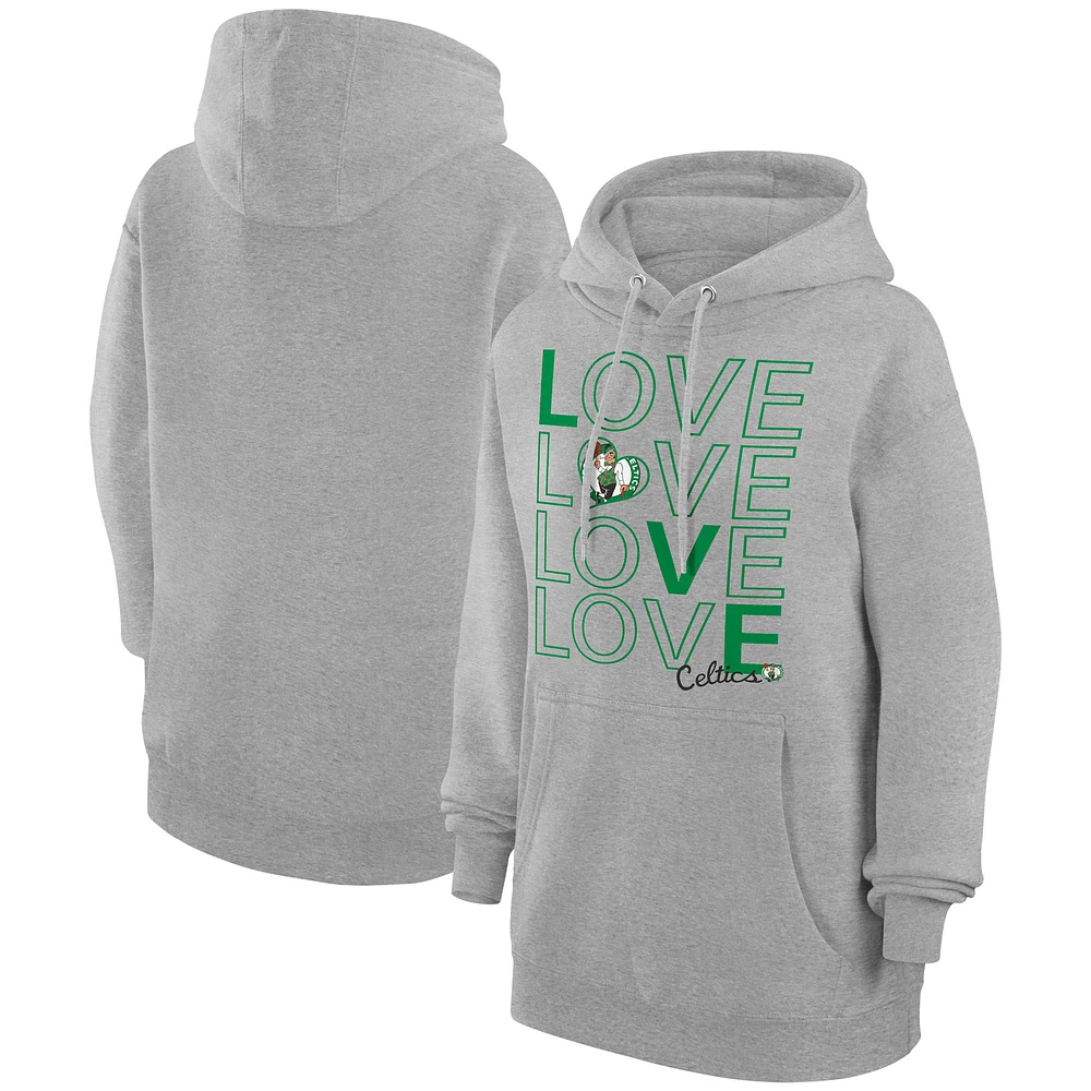 Women's G-III 4Her by Carl Banks Heather Gray Boston Celtics Basketball Love Fleece Pullover Hoodie