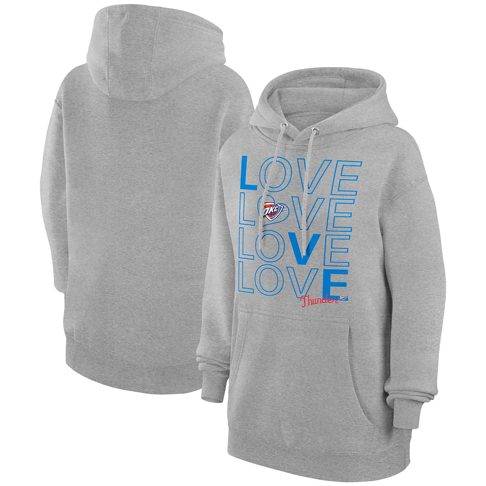 Women's G-III 4Her by Carl Banks Heather Gray Oklahoma City Thunder Basketball Love Fleece Pullover Hoodie