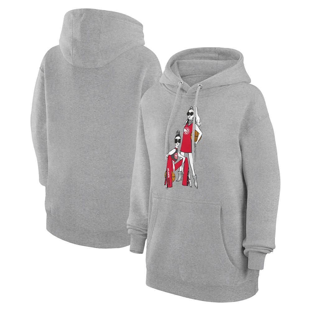 Women's G-III 4Her by Carl Banks Heather Gray Atlanta Hawks Basketball Girls Fleece Pullover Hoodie