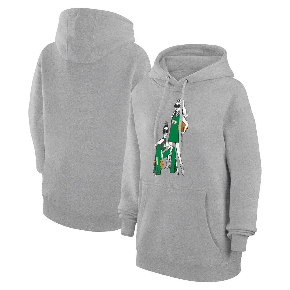 Women's G-III 4Her by Carl Banks Heather Gray Boston Celtics Basketball Girls Fleece Pullover Hoodie
