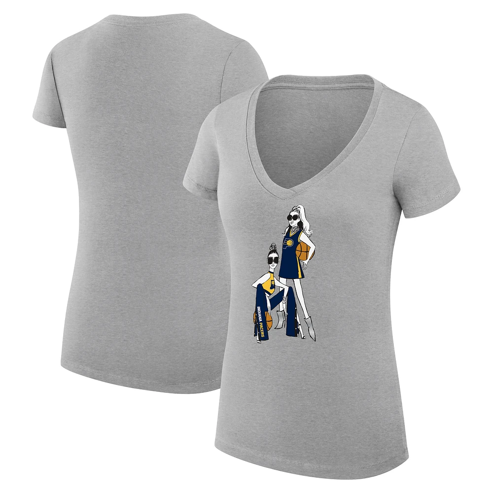 Women's G-III 4Her by Carl Banks Heather Gray Indiana Pacers Super-Slim Fit Lightweight Basketball Girls V-Neck T-shirt