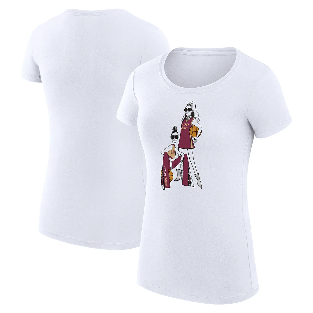Women's G-III 4Her by Carl Banks White Cleveland Cavaliers Super-Slim Fit Lightweight Basketball Girls T-Shirt