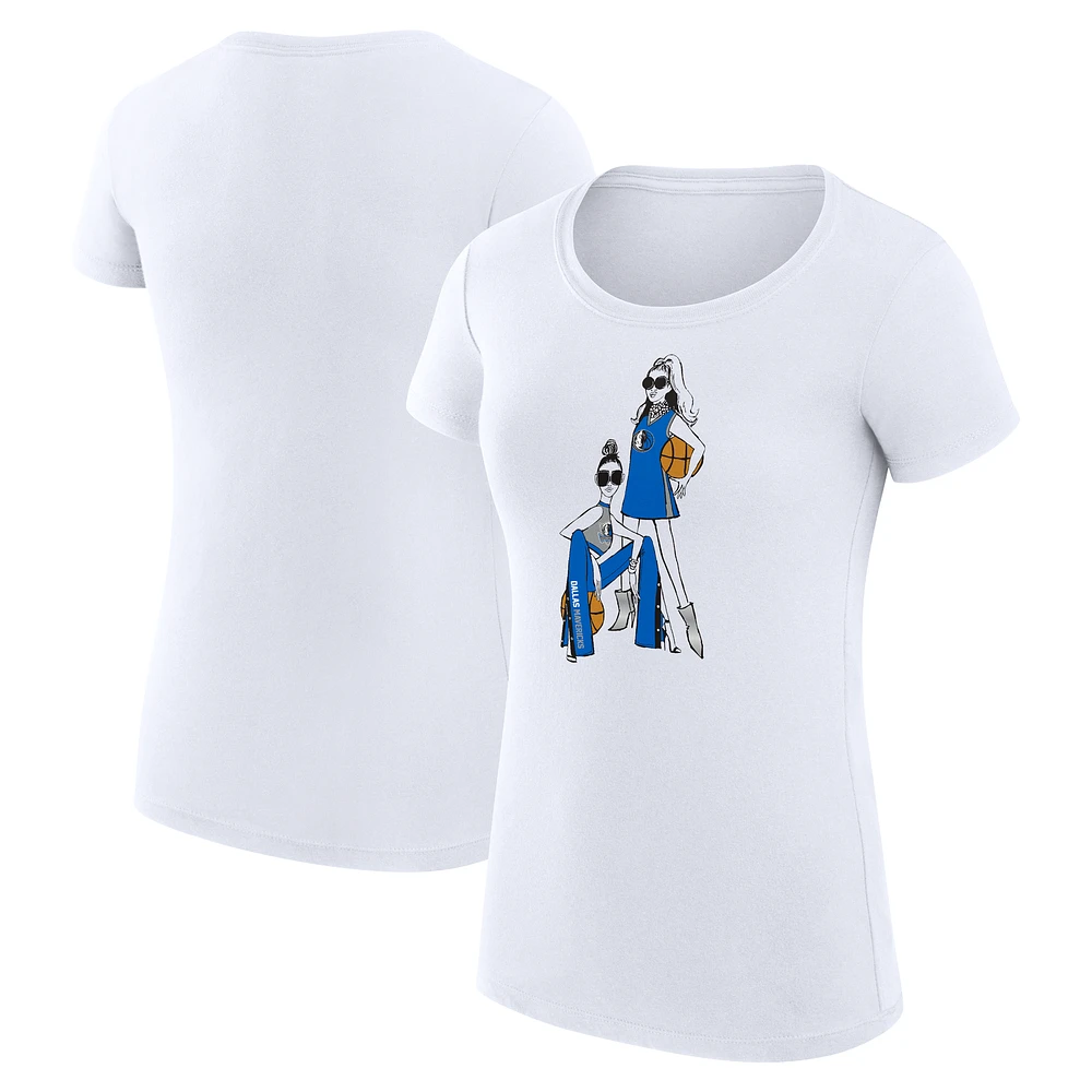 Women's G-III 4Her by Carl Banks White Dallas Mavericks Super-Slim Fit Lightweight Basketball Girls T-Shirt