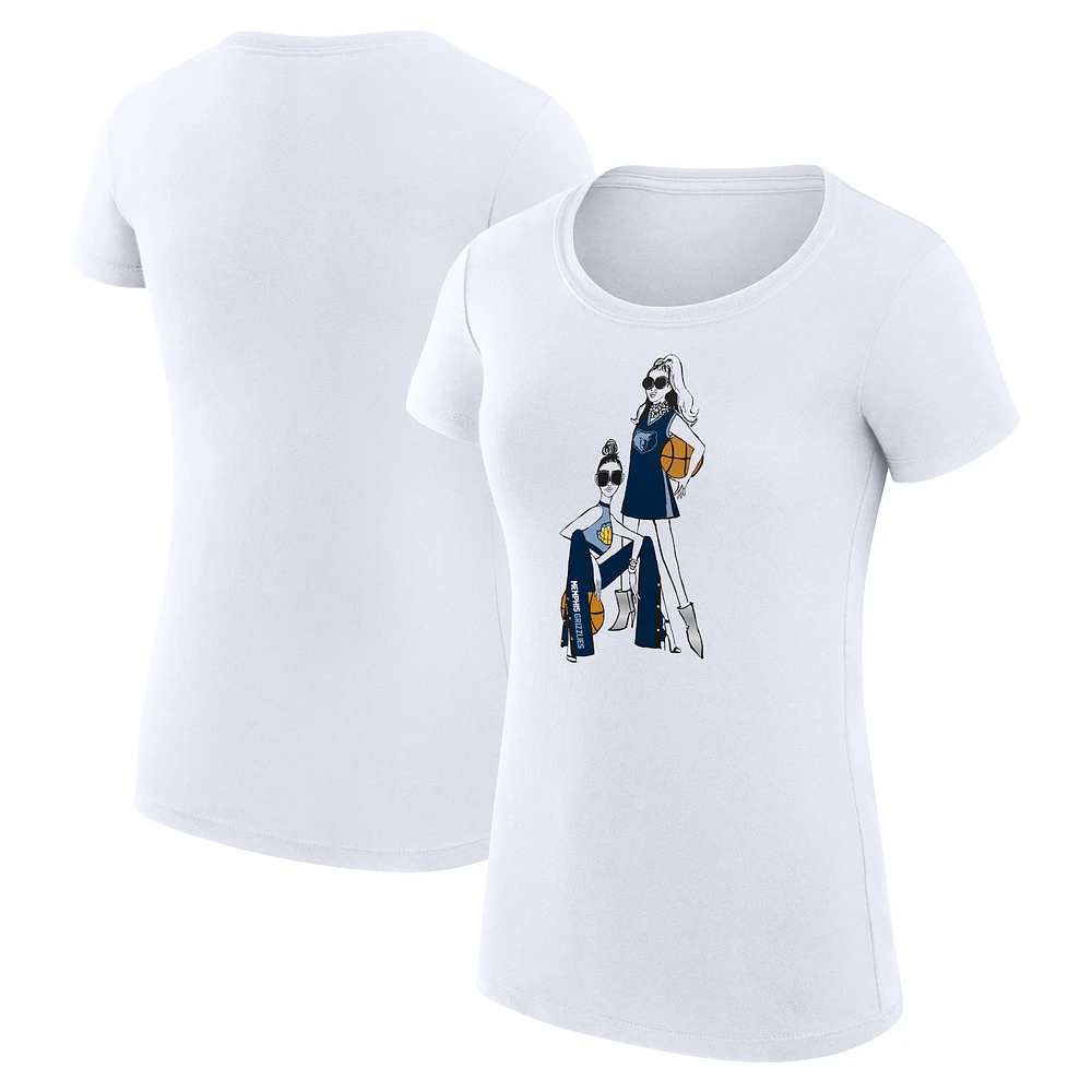 Women's G-III 4Her by Carl Banks White Memphis Grizzlies Super-Slim Fit Lightweight Basketball Girls T-Shirt