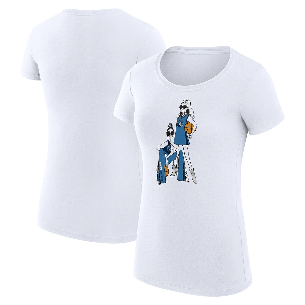 Women's G-III 4Her by Carl Banks White Minnesota Timberwolves Super-Slim Fit Lightweight Basketball Girls T-Shirt