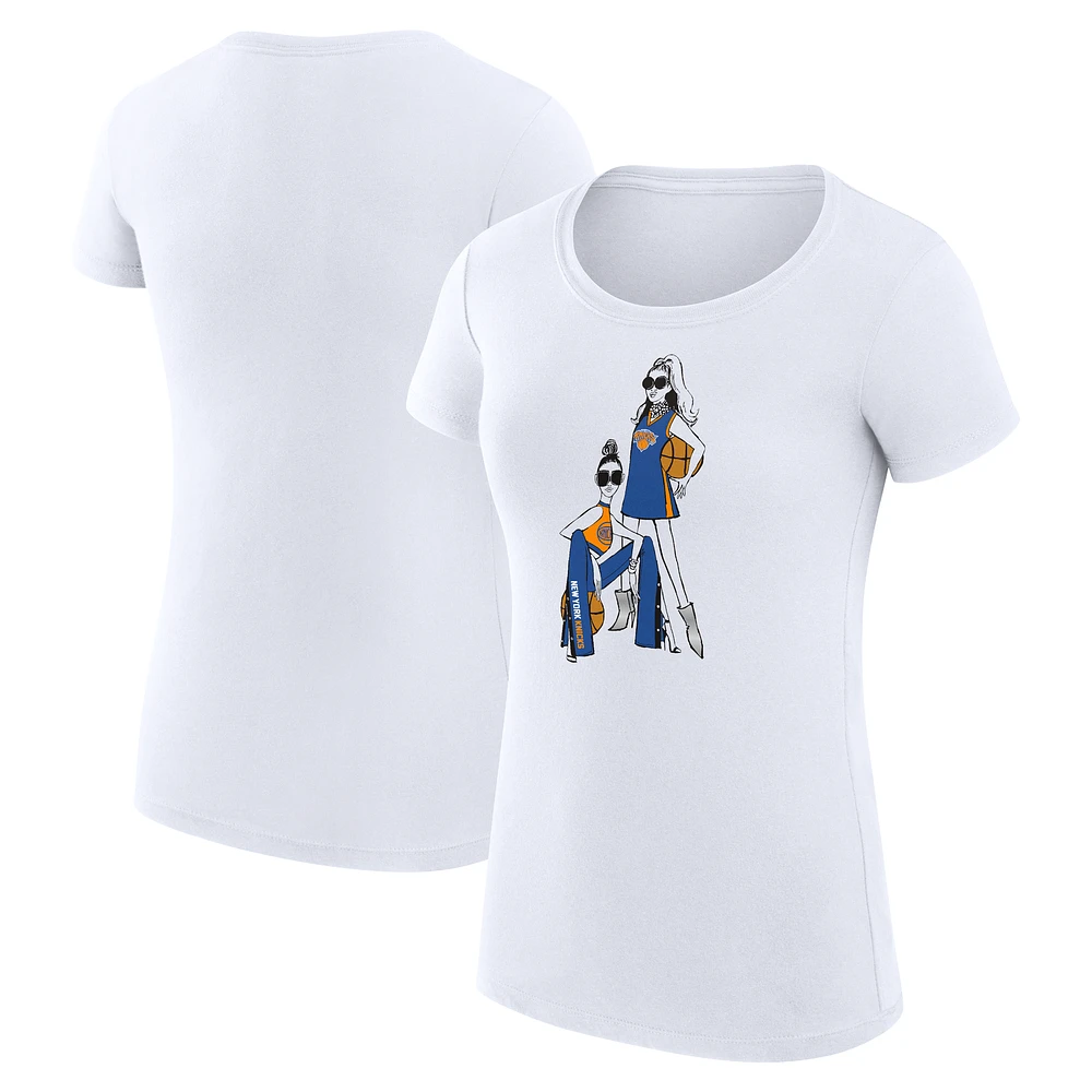 Women's G-III 4Her by Carl Banks White New York Knicks Super-Slim Fit Lightweight Basketball Girls T-Shirt
