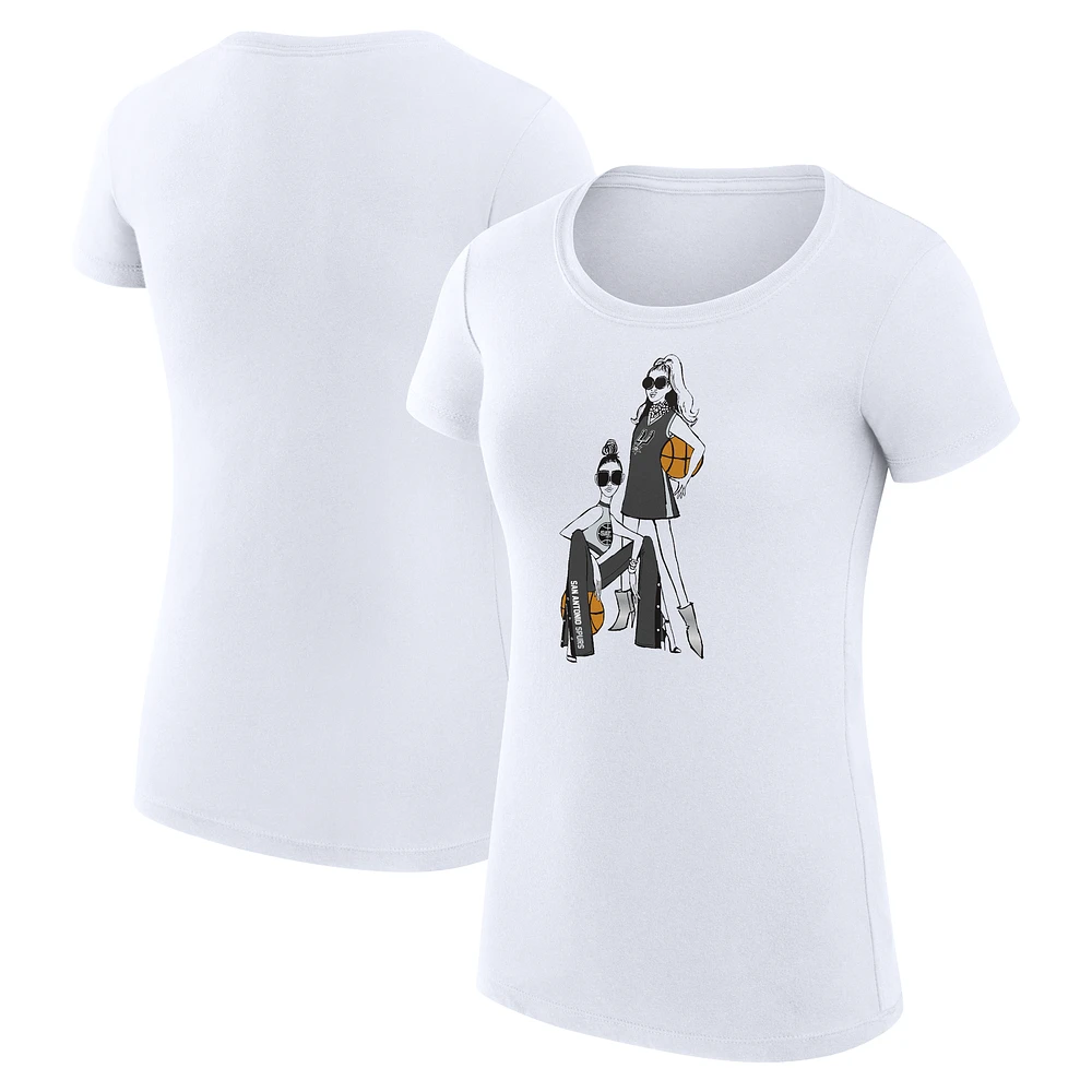 Women's G-III 4Her by Carl Banks White San Antonio Spurs Super-Slim Fit Lightweight Basketball Girls T-Shirt