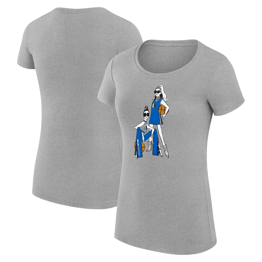 Women's G-III 4Her by Carl Banks Heather Gray Dallas Mavericks Super-Slim Fit Lightweight Basketball Girls T-Shirt