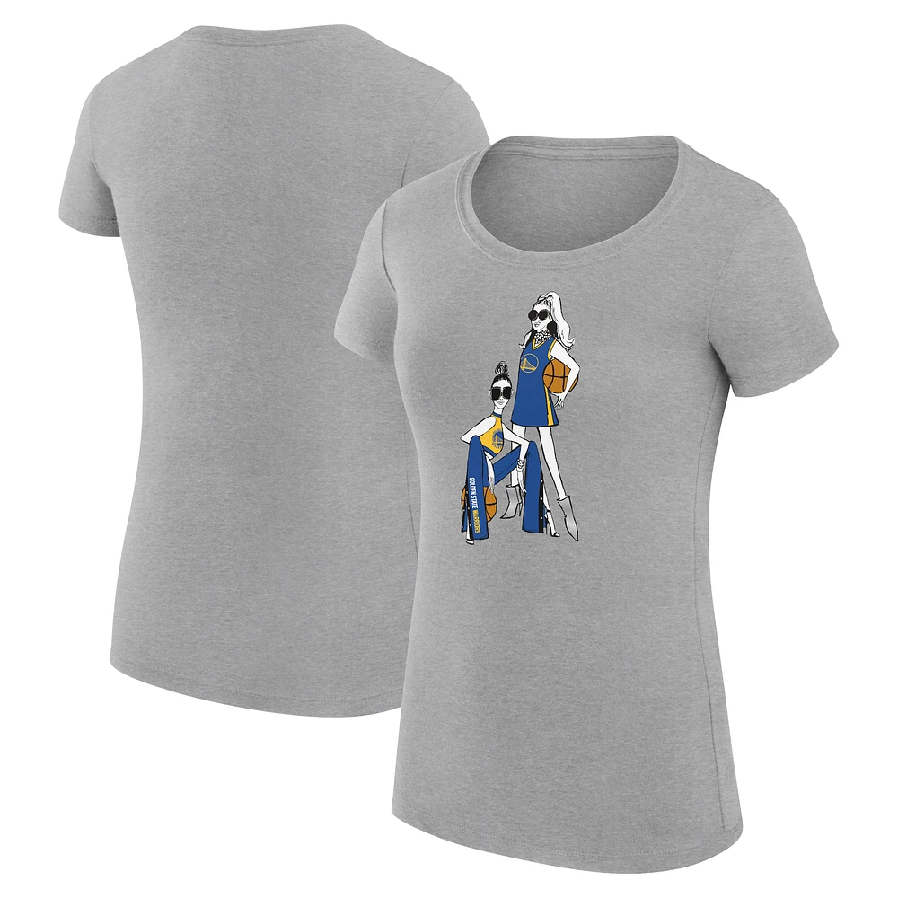 Women's G-III 4Her by Carl Banks Heather Gray Golden State Warriors Super-Slim Fit Lightweight Basketball Girls T-Shirt