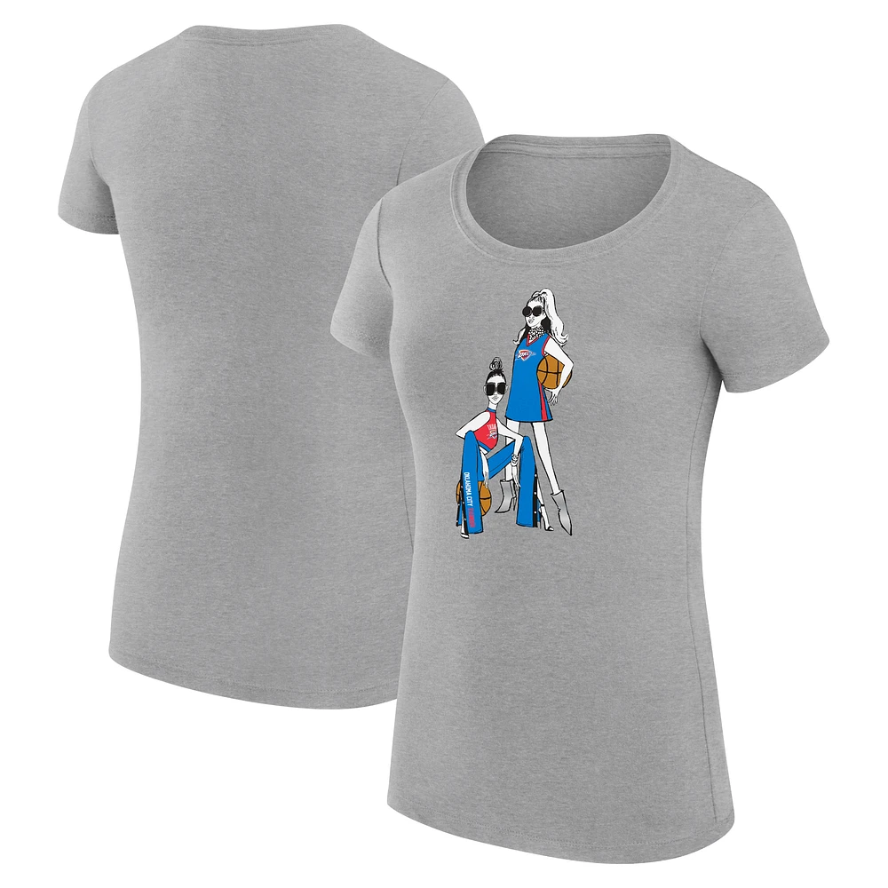Women's G-III 4Her by Carl Banks Heather Gray Oklahoma City Thunder Super-Slim Fit Lightweight Basketball Girls T-Shirt