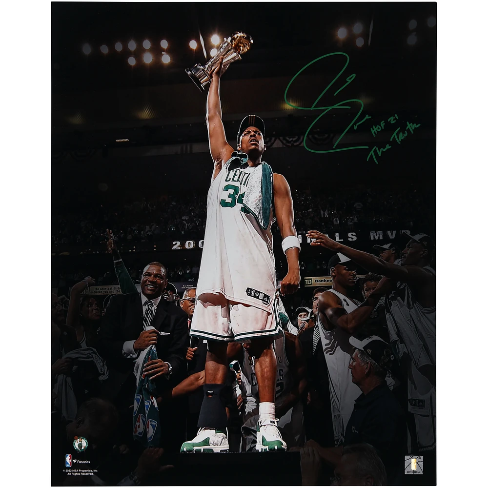 Paul Pierce Boston Celtics Autographed NBA Finals Photograph with Multiple Inscriptions