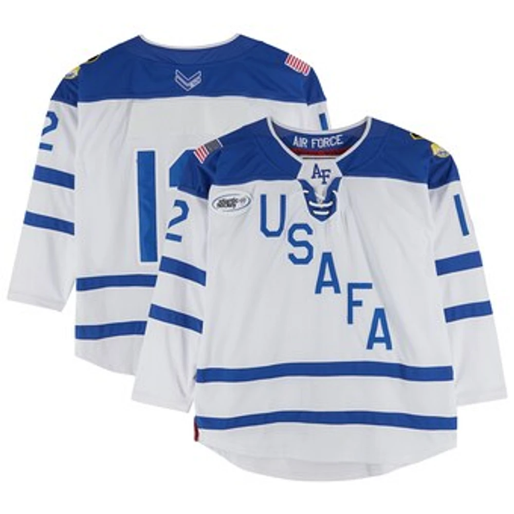 Air Force Falcons Team-Issued #12 White Jersey with Atlantic Hockey Patch from the Hockey Program