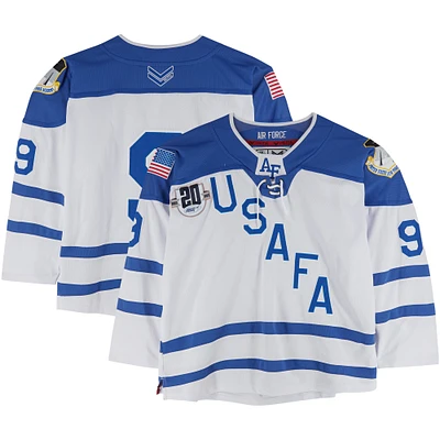 Air Force Falcons Team-Issued #9 White Jersey with Atlantic Hockey 20th Anniversary Patch from the Hockey Program