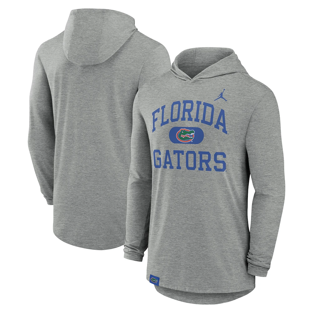 Men's Jordan Brand Heather Gray Florida Gators Blitz Tri-Blend Dri-FIT Long Sleeve Hoodie T-Shirt