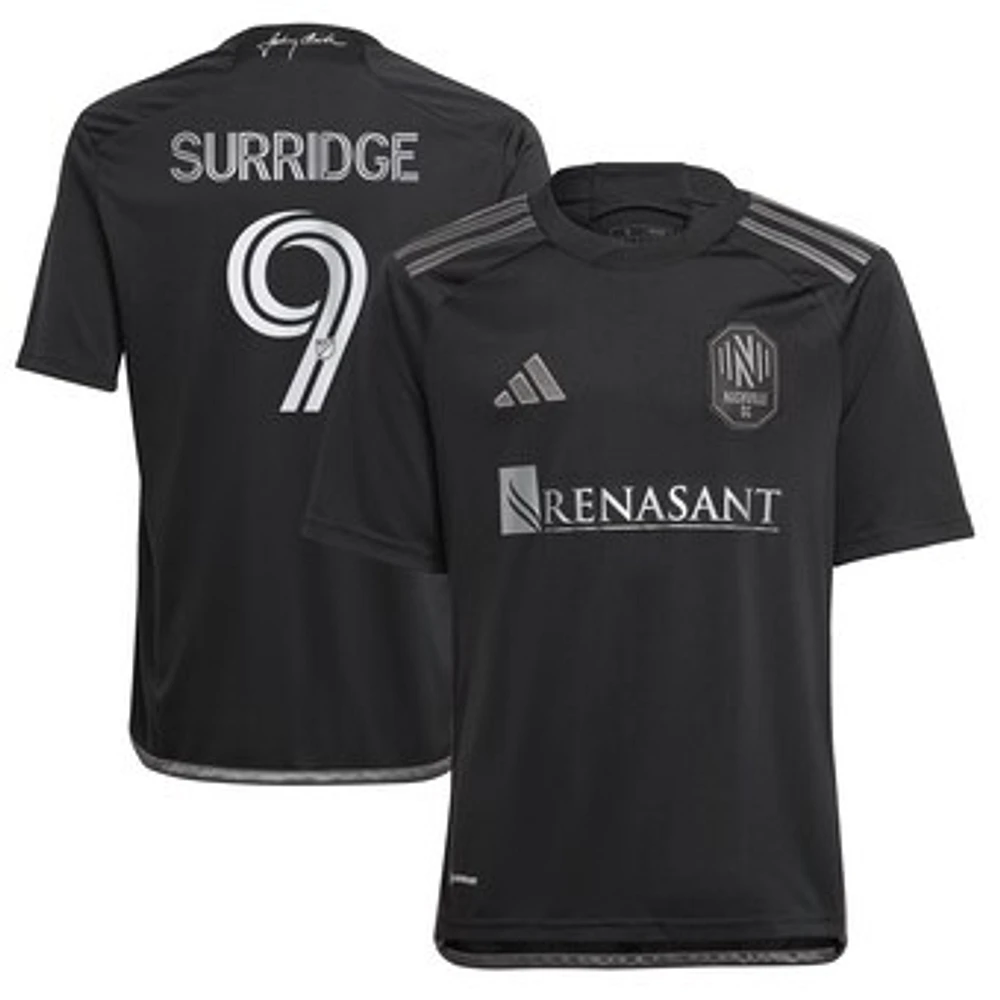 Youth adidas Sam Surridge Black Nashville SC 2023 Man In Black Kit Replica Player Jersey