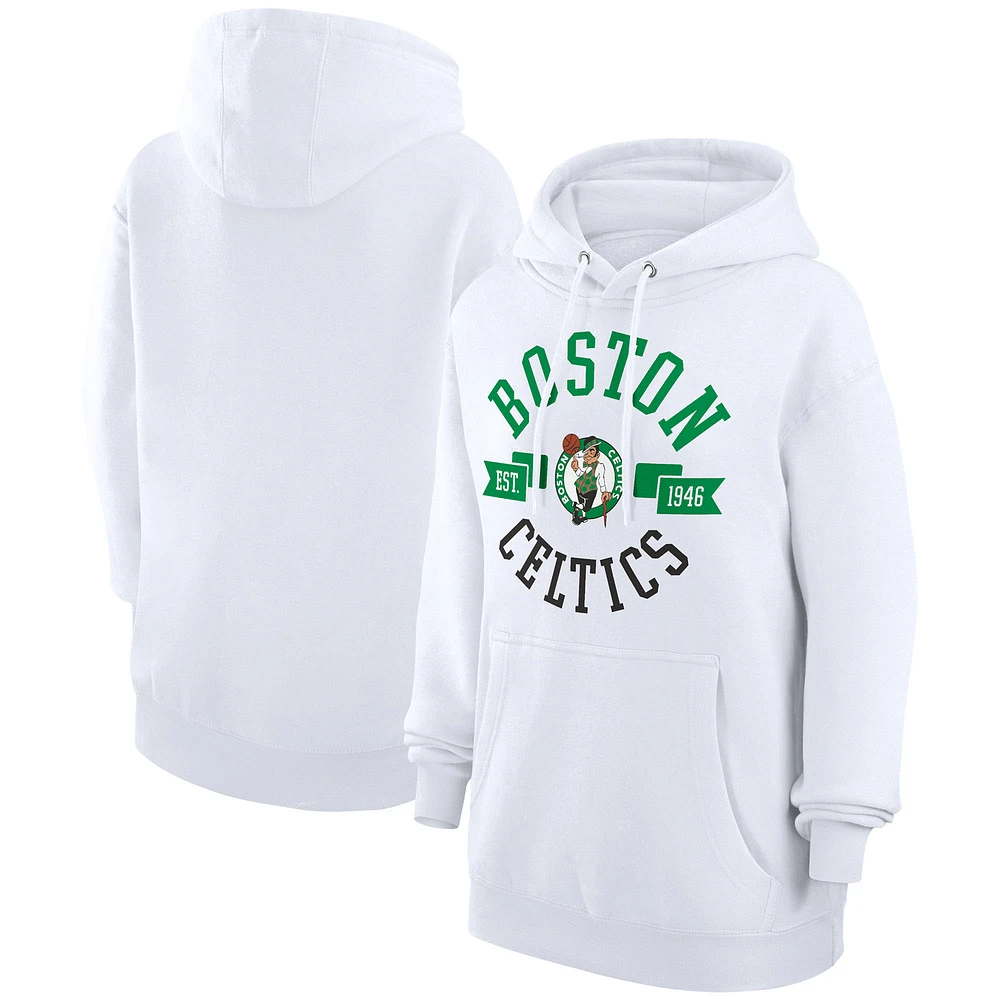 Women's G-III 4Her by Carl Banks White Boston Celtics City Pullover Hoodie