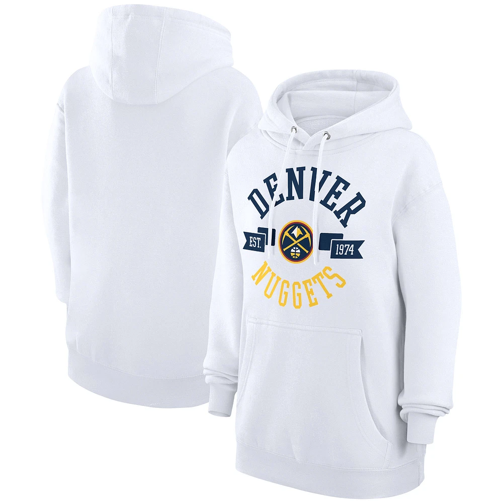 Women's G-III 4Her by Carl Banks White Denver Nuggets City Pullover Hoodie