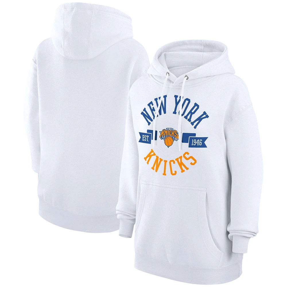 Women's G-III 4Her by Carl Banks White New York Knicks City Pullover Hoodie