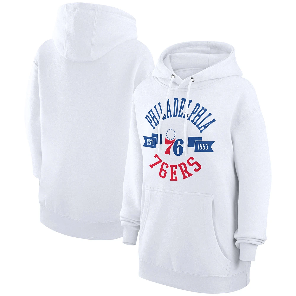 Women's G-III 4Her by Carl Banks White Philadelphia 76ers City Pullover Hoodie