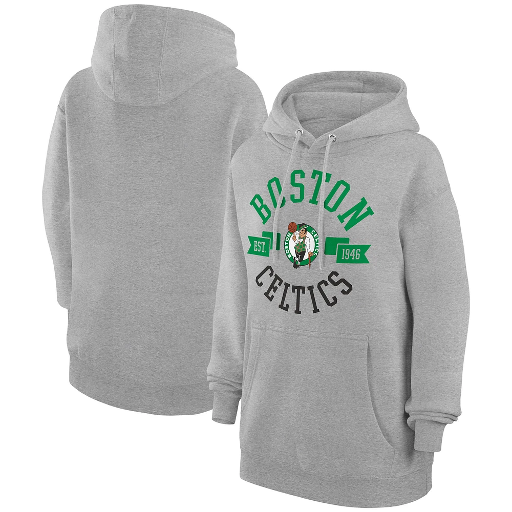 Women's G-III 4Her by Carl Banks Heather Gray Boston Celtics City Pullover Hoodie