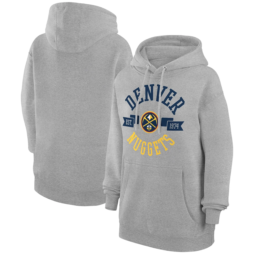 Women's G-III 4Her by Carl Banks Heather Gray Denver Nuggets City Pullover Hoodie