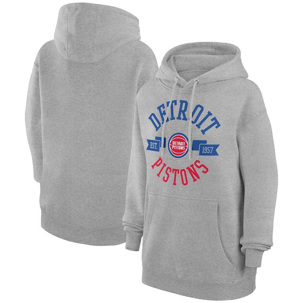 Women's G-III 4Her by Carl Banks Heather Gray Detroit Pistons City Pullover Hoodie
