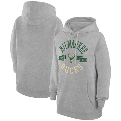 Women's G-III 4Her by Carl Banks Heather Gray Milwaukee Bucks City Pullover Hoodie