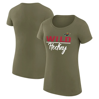 Women's G-III 4Her by Carl Banks Olive Minnesota Wild Super-Slim Fit Lightweight Team Sport T-Shirt
