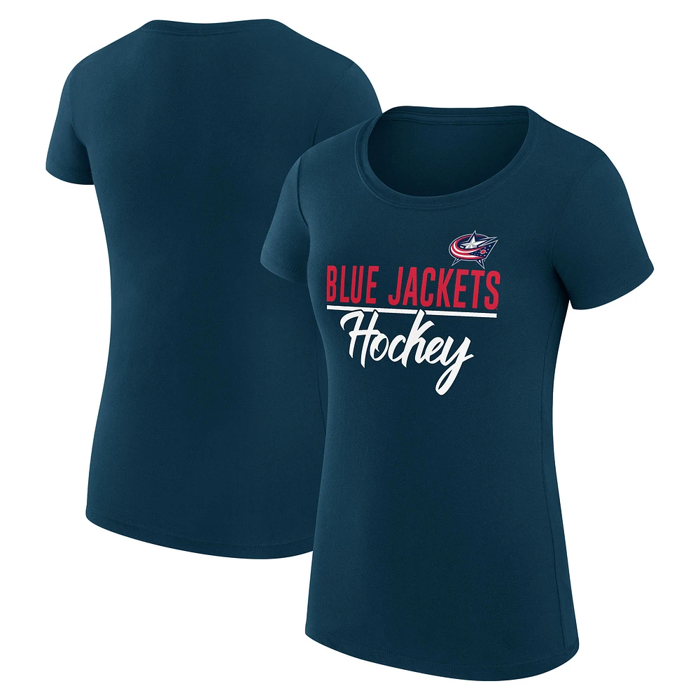 Women's G-III 4Her by Carl Banks Navy Columbus Blue Jackets Super-Slim Fit Lightweight Team Sport T-Shirt