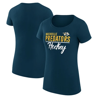 Women's G-III 4Her by Carl Banks Navy Nashville Predators Super-Slim Fit Lightweight Team Sport T-Shirt