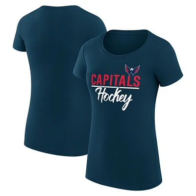 Women's G-III 4Her by Carl Banks Navy Washington Capitals Super-Slim Fit Lightweight Team Sport T-Shirt