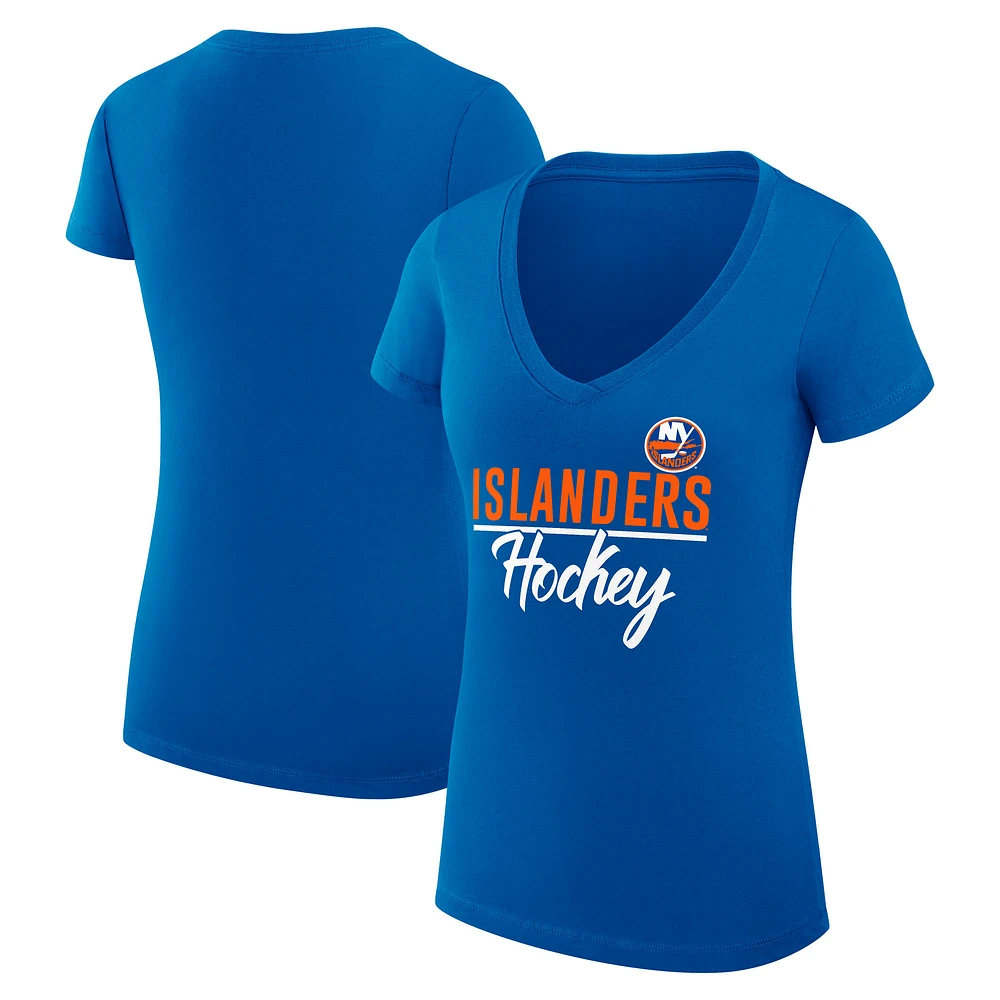 Women's G-III 4Her by Carl Banks Royal New York Islanders Super-Slim Fit Lightweight Team Sport V-Neck T-Shirt