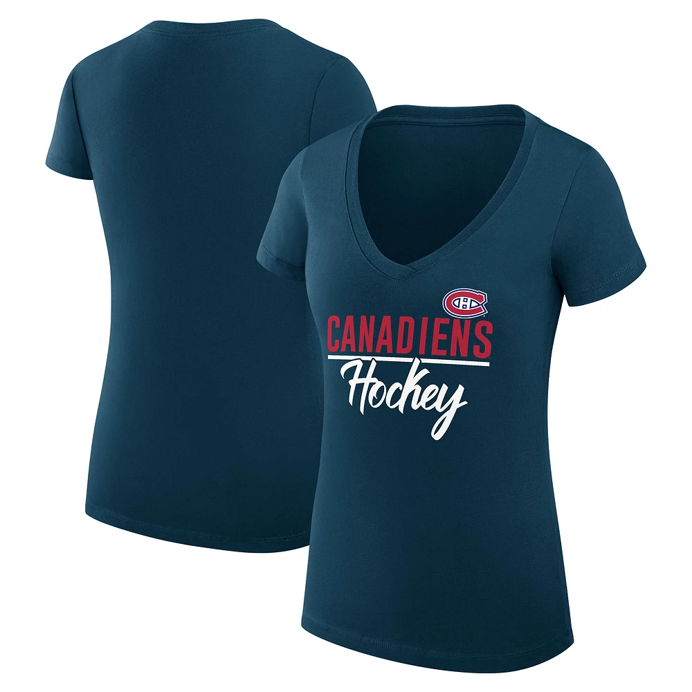 Women's G-III 4Her by Carl Banks Navy Montreal Canadiens Super-Slim Fit Lightweight Graphic T-Shirt
